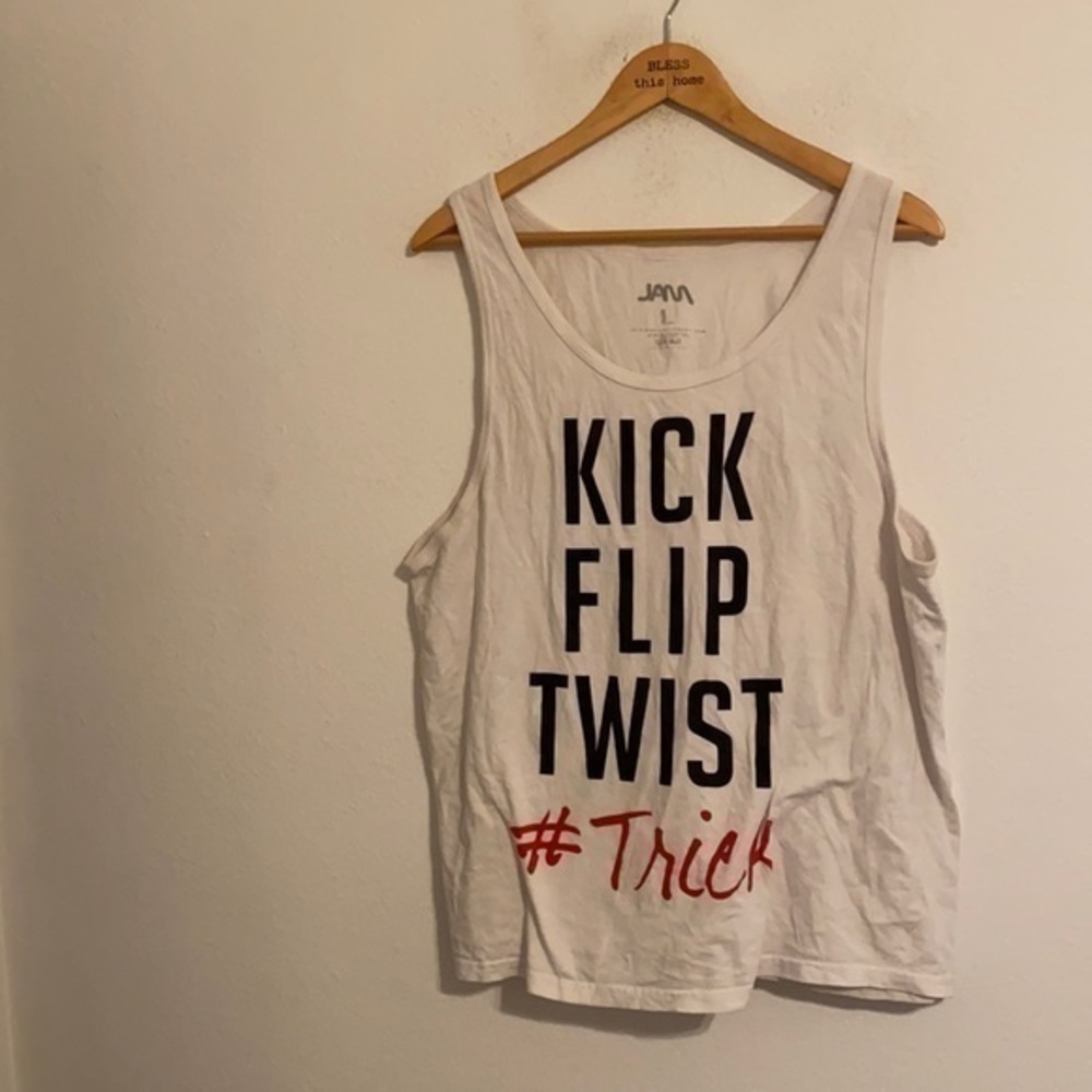 JAM KICK FLIP TWIST WHITE TANK TOP SIZE LARGE